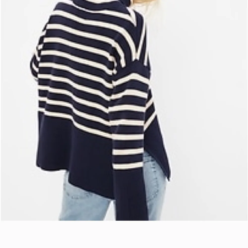 GAP Navy and Cream Striped Turtleneck Sweater - Picture 2 of 5